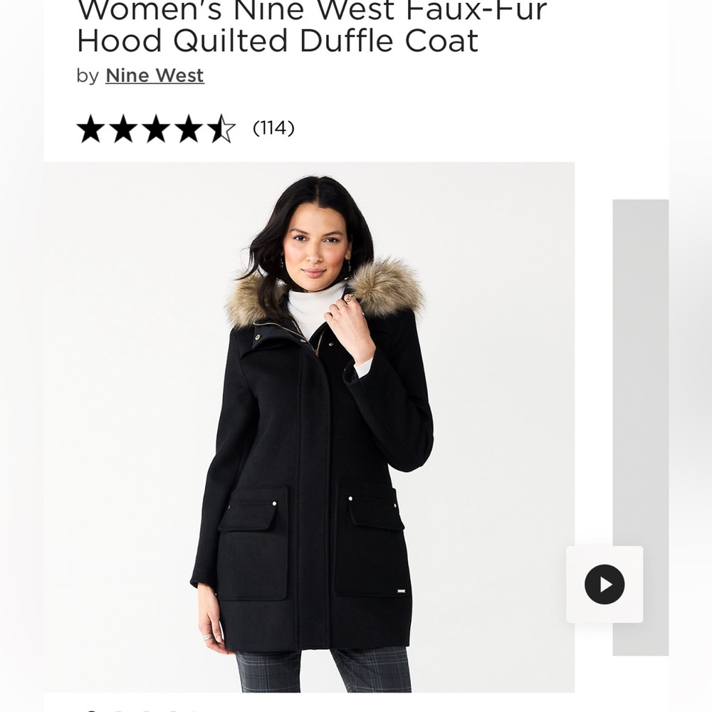 Nine West Faux-Fur Hood Quilted Duffle Coat